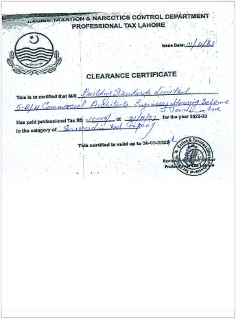 Professional Tax Certificate